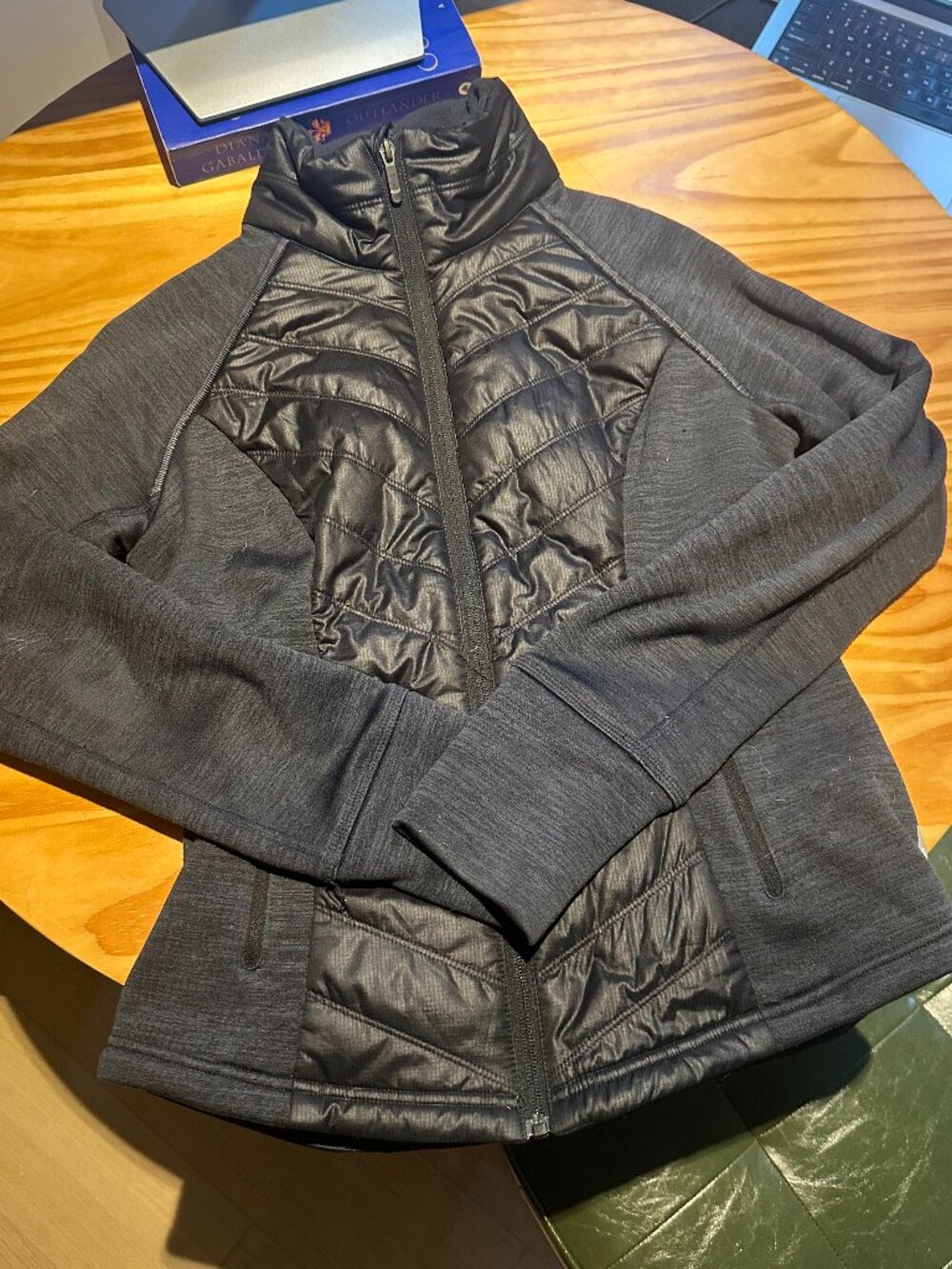 Zella Hybrid Quilted Jacket Charcoal Gray Size M